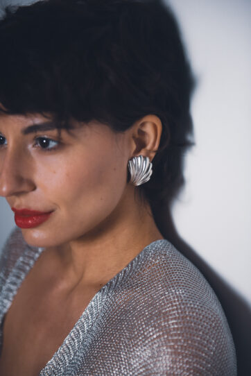 Seashell Silver Tone Clip On Earrings