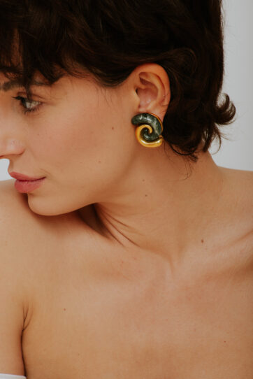 Deep Green & Gold Clip On Earrings