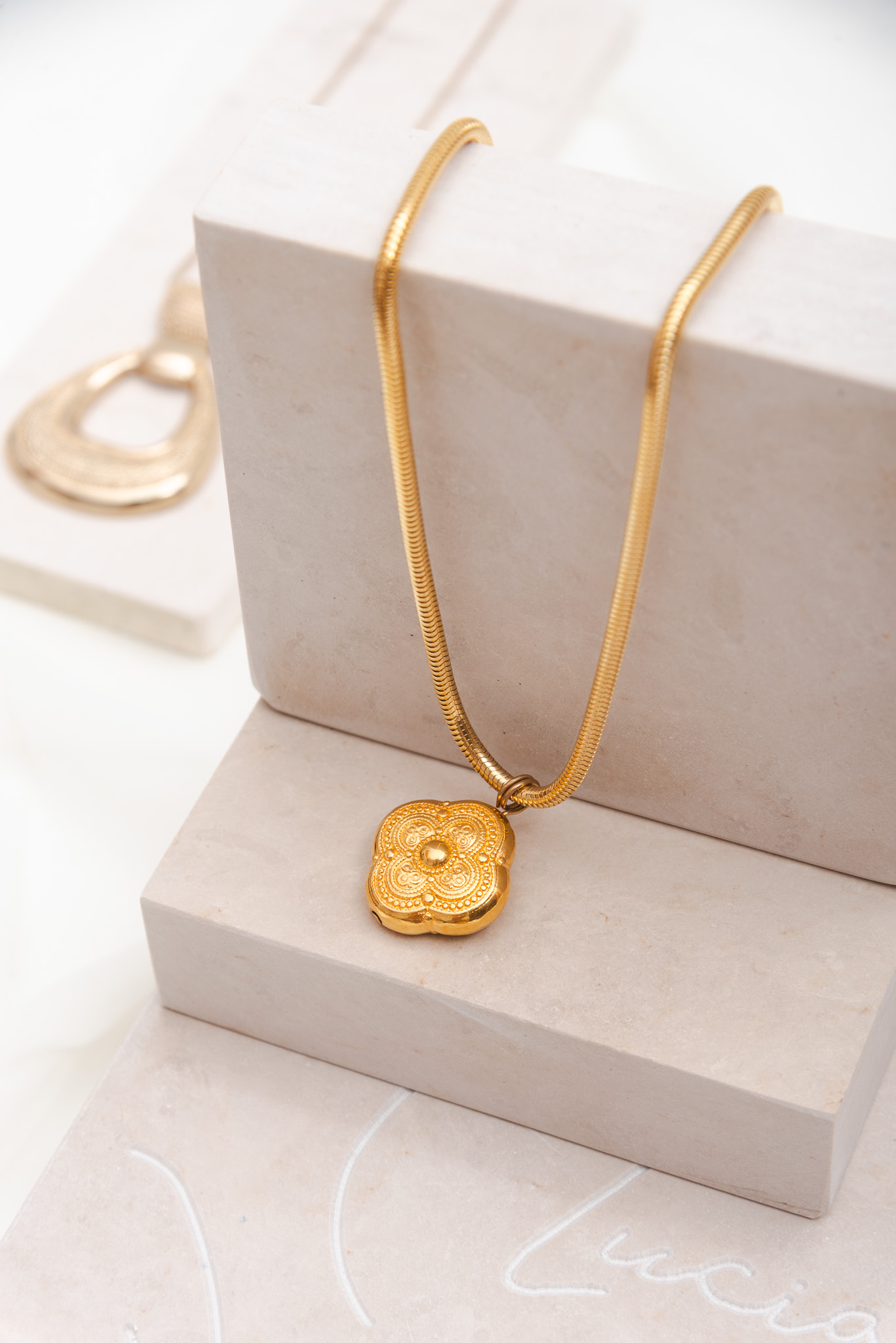 Vintage ANNE KLEIN Gold Tone Pendant Necklace - Image 2