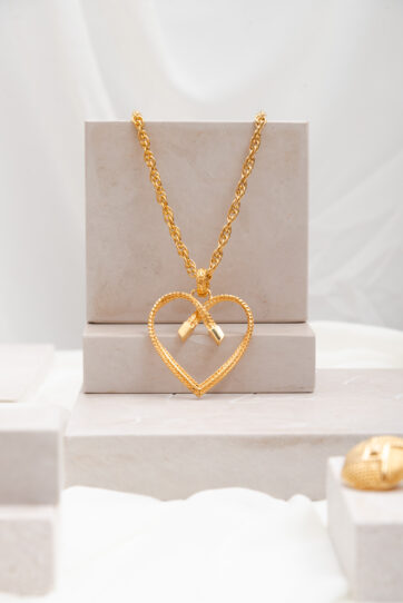 Vintage Textured Open Heart Necklace