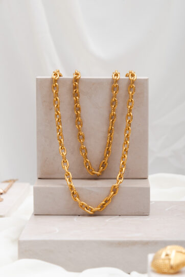 Vintage Large Gold Linked Textured Chain