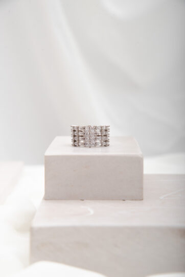 Classy Silver Tone Full Of Clear Crystals