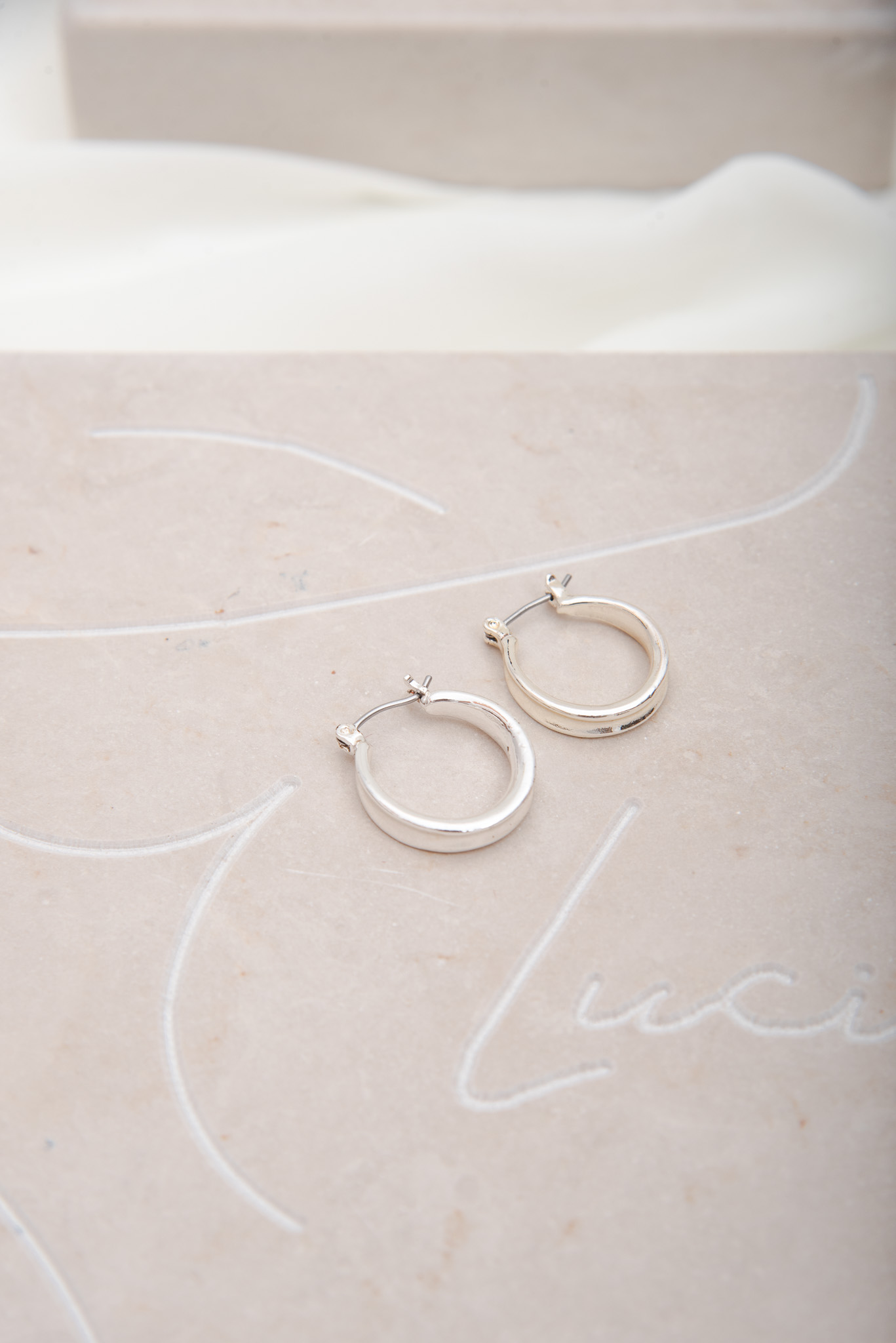 NAPIER Small Shiny Silver Hoops