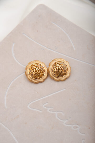 Vintage Open Cut Round Clip On Earrings