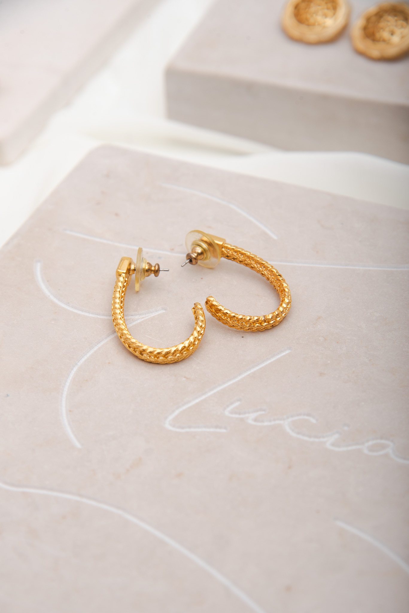 Vintage Heart Half Hoop Earrings - Image 2