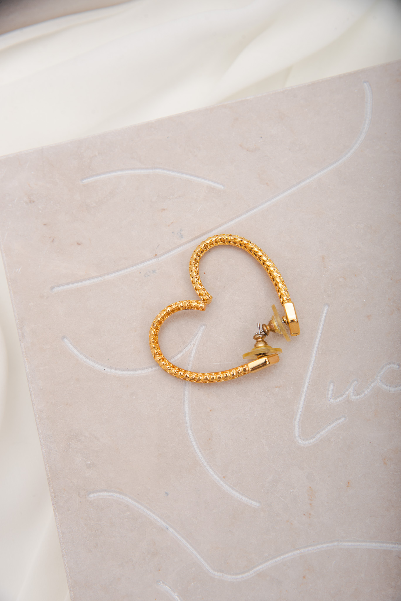 Vintage Heart Half Hoop Earrings - Image 3