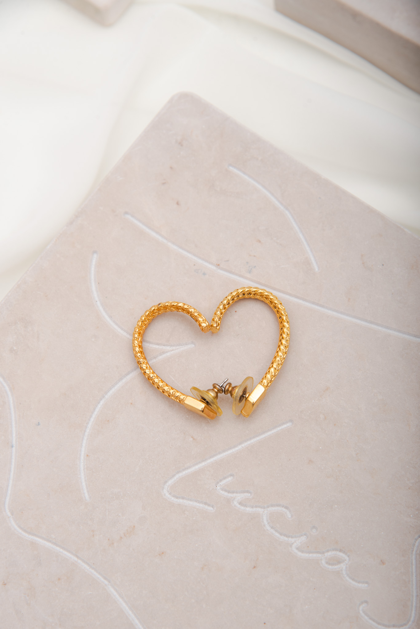 Vintage Heart Half Hoop Earrings - Image 4