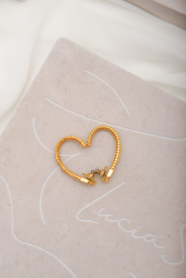Vintage Heart Half Hoop Earrings