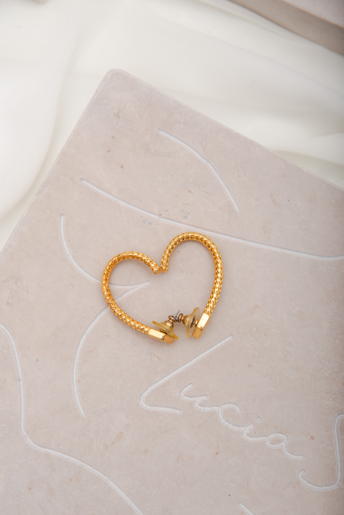 Vintage Heart Half Hoop Earrings