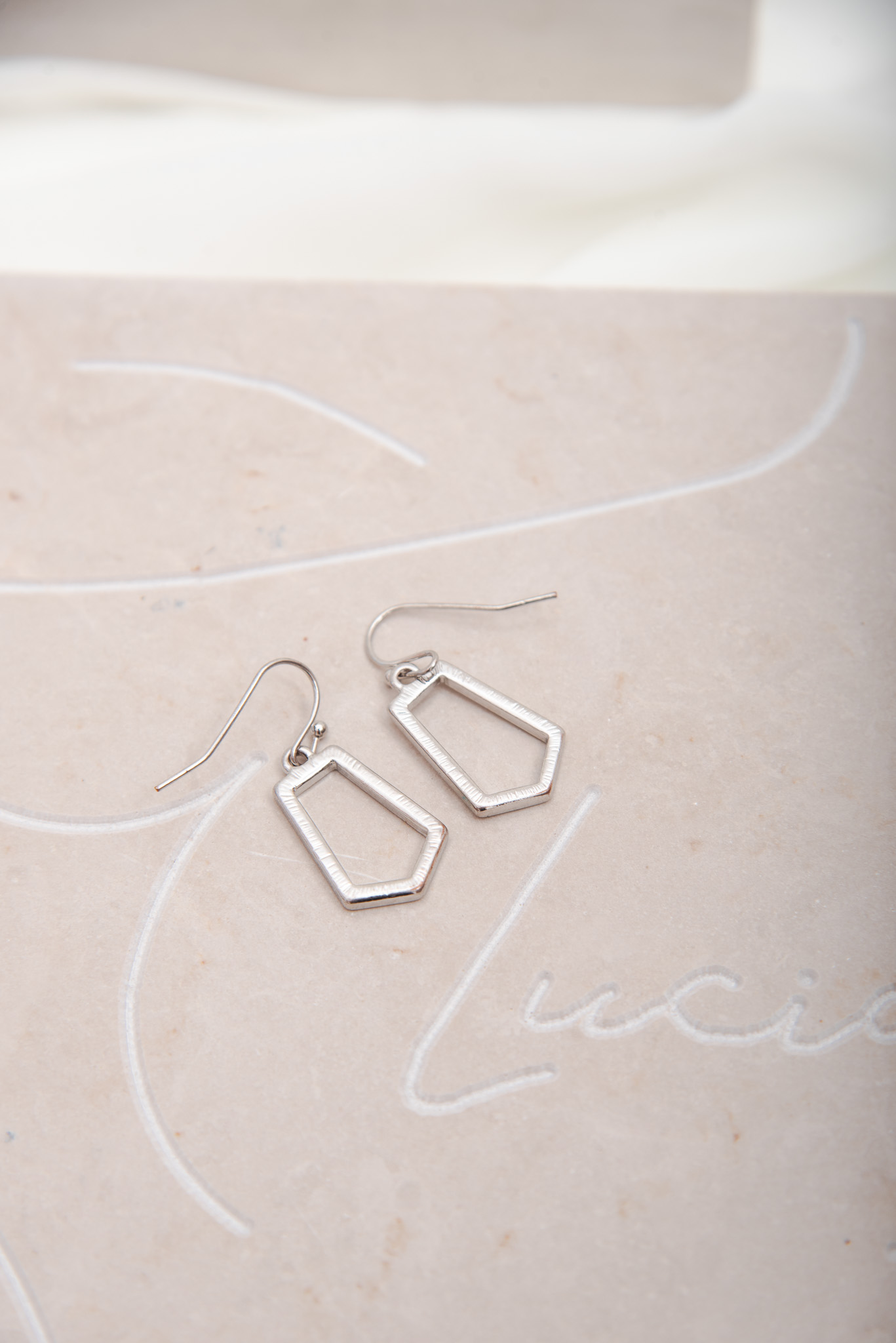 Small Geometric Silver Tone Earrings