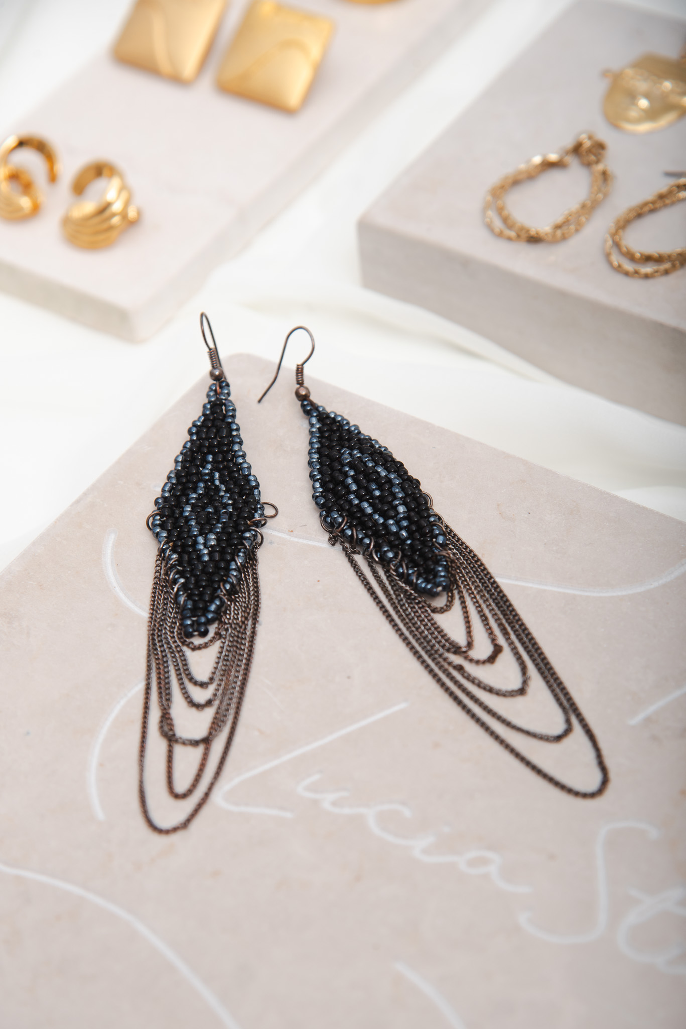 Vintage Rhombus Earrings With Chains