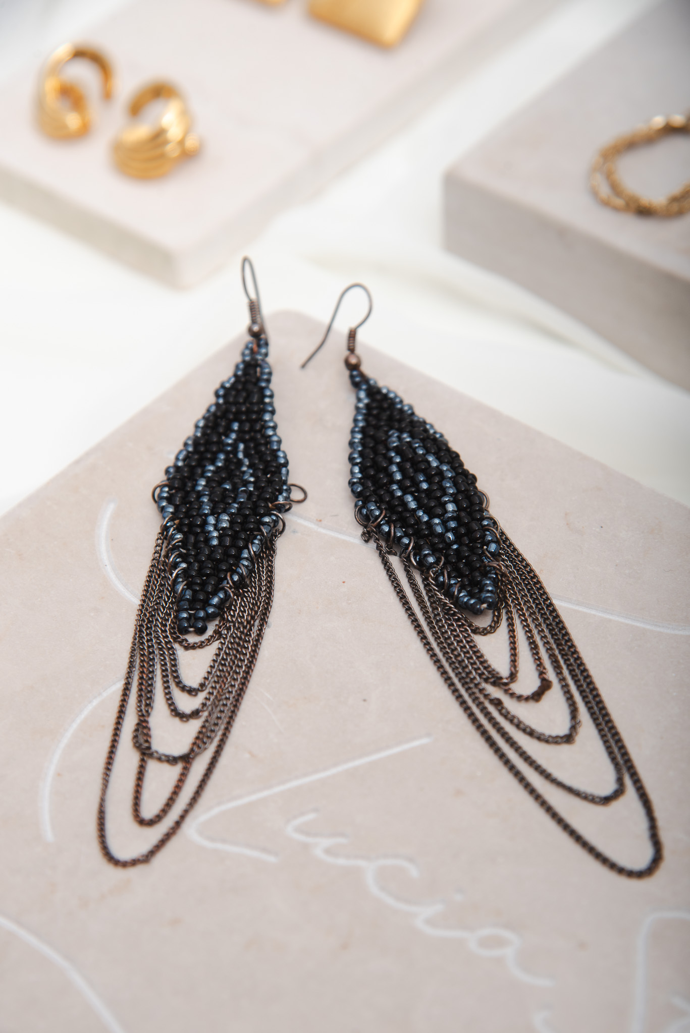 Vintage Rhombus Earrings With Chains - Image 3