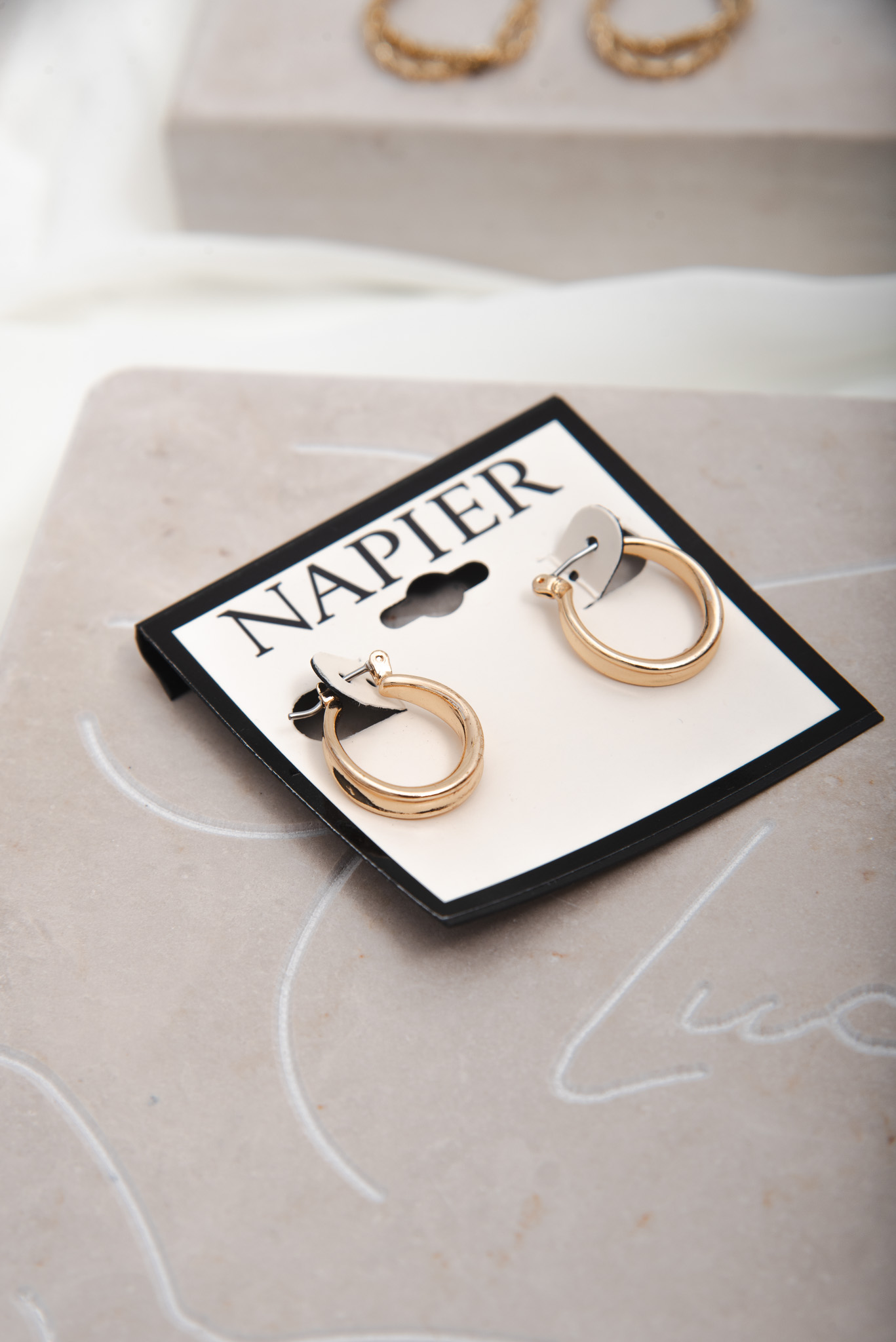 Vintage Gold Tone Small Hoops - Image 2