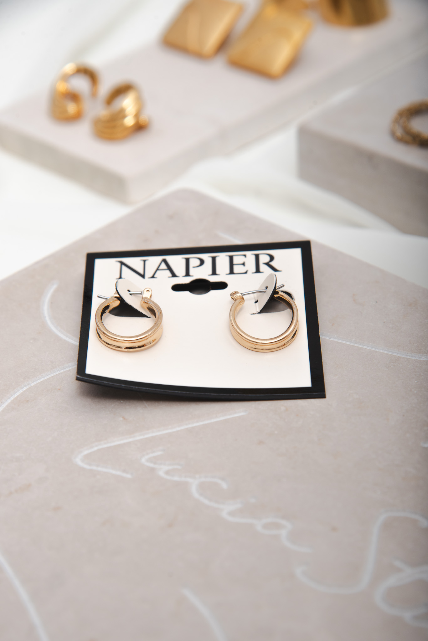 Vintage Gold Tone Small Hoops - Image 3