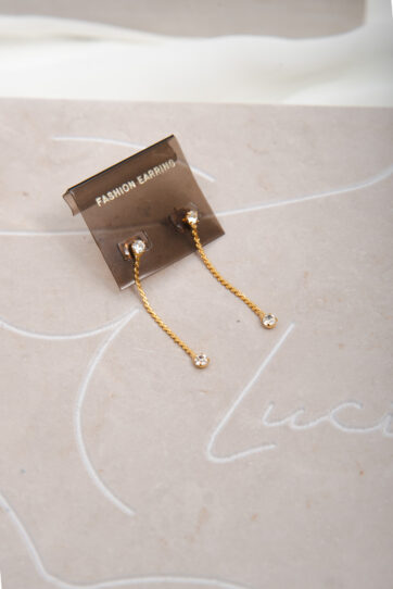 Gold Tone Dangling With Rhinestones Earrings