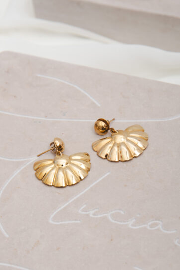 Retro Half Flower Gold Tone Earrings