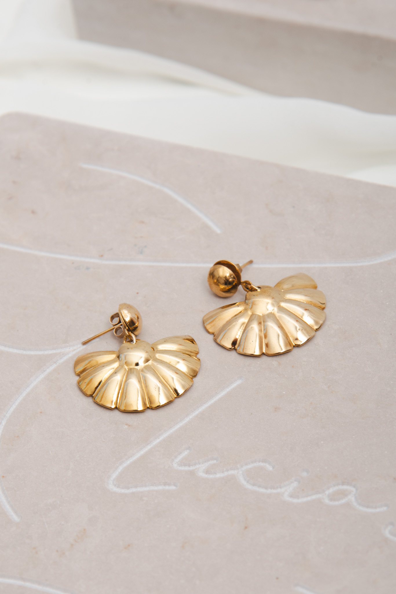 Retro Half Flower Gold Tone Earrings