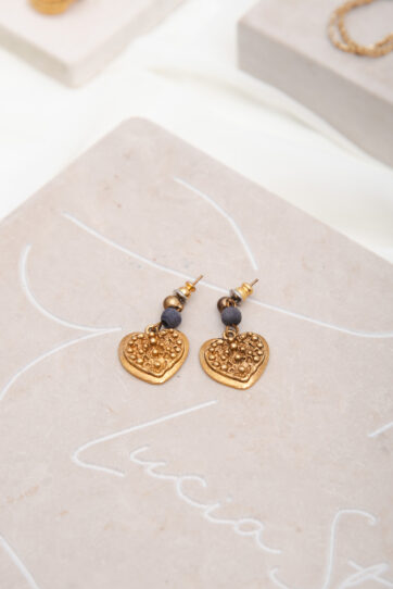 Vintage Gold Tone Heart Textured