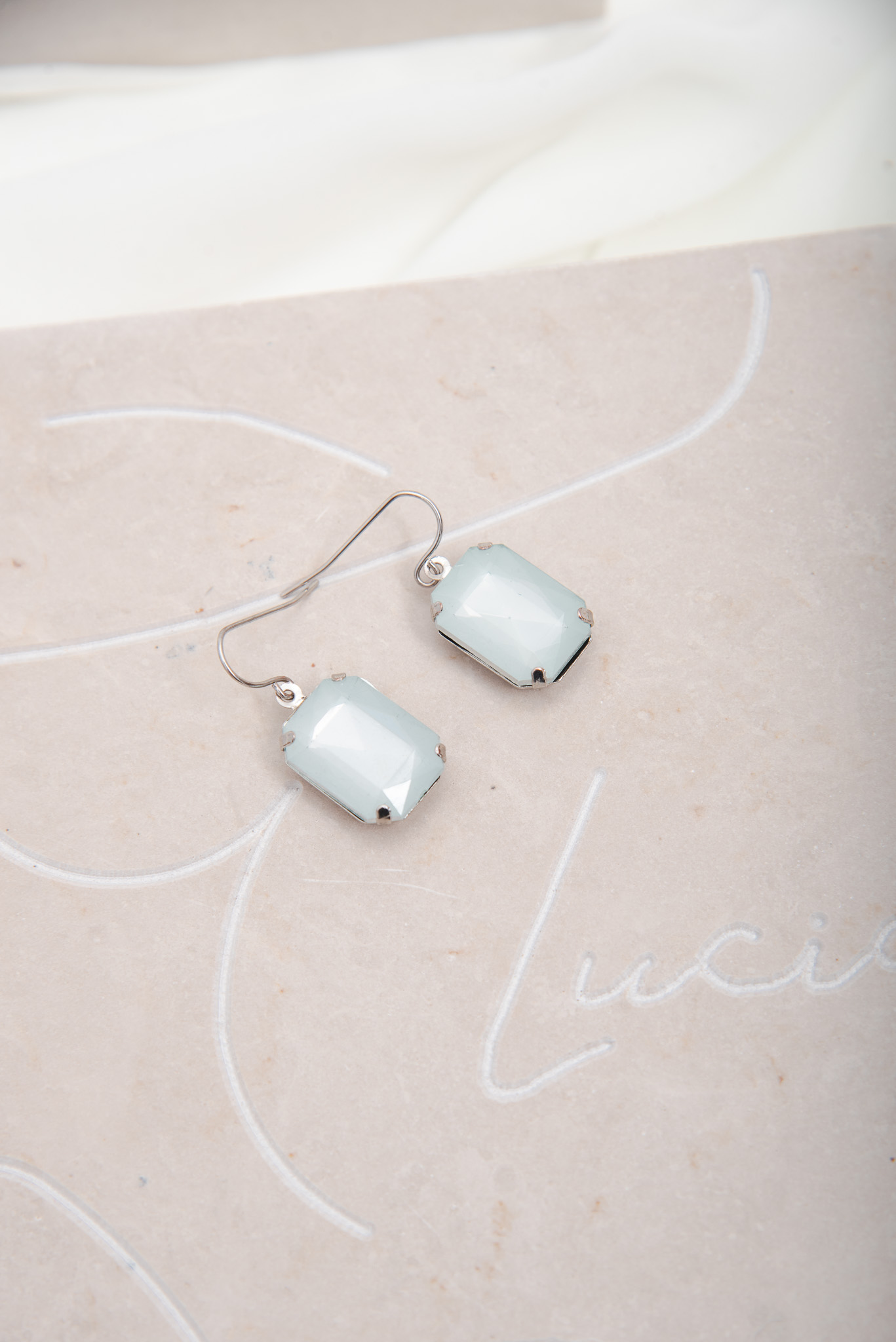 Silver Tone Light Blue Earrings