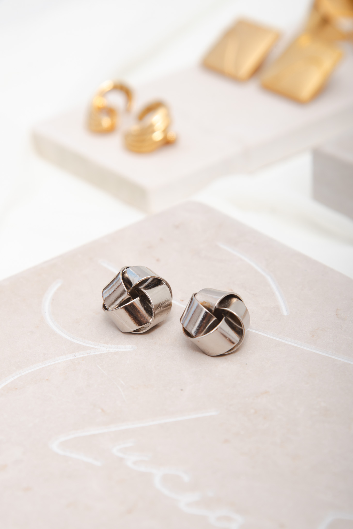 Vintage FABERGE Silver Tone Earrings
