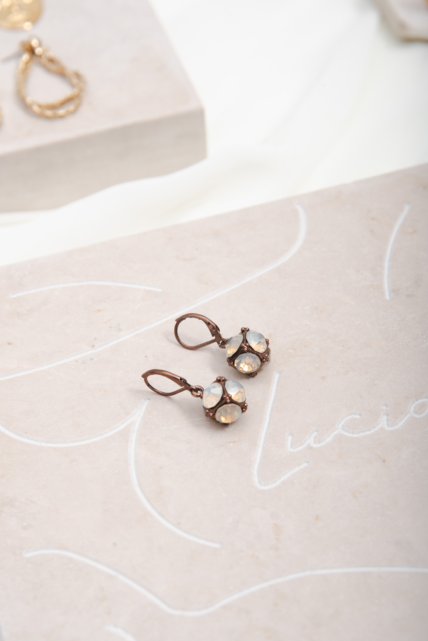 Bronze Earrings Mermaid Rhinestones