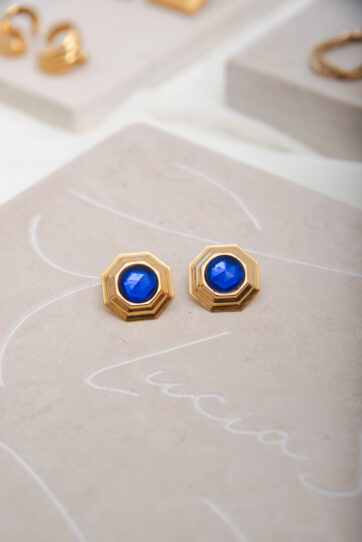 Vintage Blue Small Stone Earrings