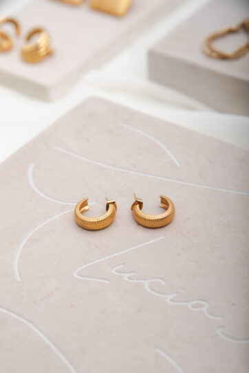 Small Elegant Gold Tone Hoops With Texture
